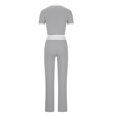 thumbnail image 5 of Camisas de Manga Corta para las Mujeres Fallow Blusa de Color Sólido con Set de Pantalones de Bolsillo, Cuerda de Dibujo de Cintura Elástica para el Uso Casual de Verano, 5 of 5