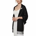 thumbnail image 2 of Pashmina Shawls Scarf for Women Large Silky Wraps for Evening Dress Bridesmaid Wedding Winter Black, 2 of 7