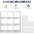 thumbnail image 5 of 9 Cube Storage Organizer 11 inch Cube Storage Shelf 3 x 3 Wood Bookcase Display Bookshelf with 5 Removable Back Panels for Kids Children Home, Office, Bedroom, Living Room, White, 5 of 14