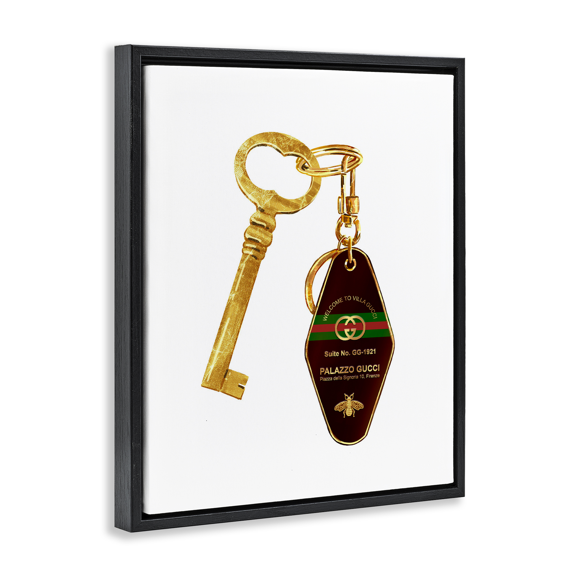 Luxury Hotel Key Black Framed Floater Canvas Wall Art, design by Ziwei Li