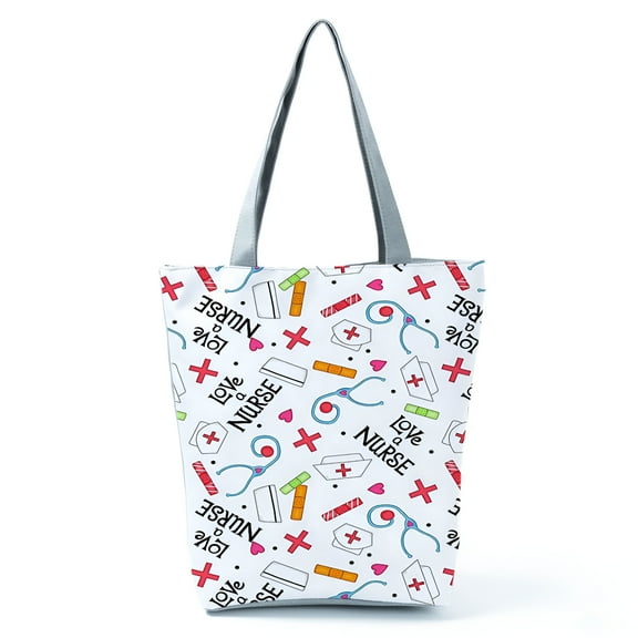 ACDANC Fashion Nurse Pattern Shoulder Bags Medical Box Print Handbags for Women All-Match Portable Shopping Bag High Capacity Beach Bag
