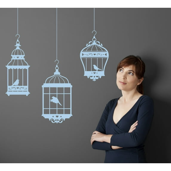 Decorative Hanging Birdcages Wall Decal Stickers