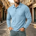 thumbnail image 6 of Mifsaly Mens Long Sleeve Shirts Waffle Knit Lapel Collar Blouses Casual Daily Golf Shirts for Spring Fall Light Blue,XXL, 6 of 8