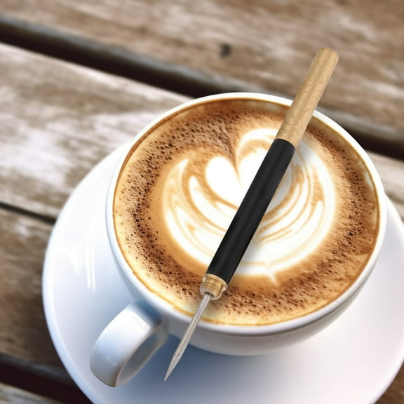 OUNONA Wooden Handle Stainless Steel Coffee Latte Art Needle Multi-Function Stirring Stick Easy To Clean 6