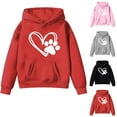 thumbnail image 3 of Cotton Hoodies for Boys Girls Kids Dog Paw and Heart Cozy Sweatshirts Long Sleeve Hooded Pullover Tops (1 Years, White), 3 of 4