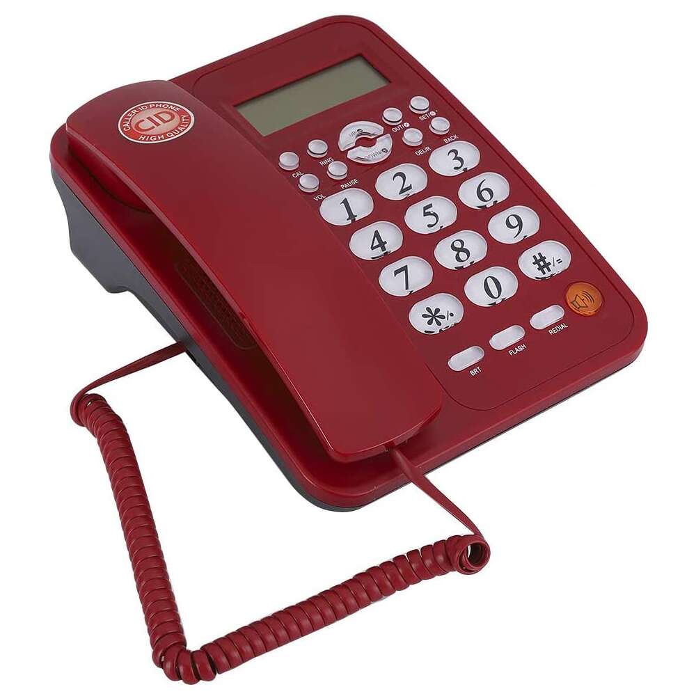 Selm Red Wired Telephone, Fixed Landline Phone, with LCD Screen