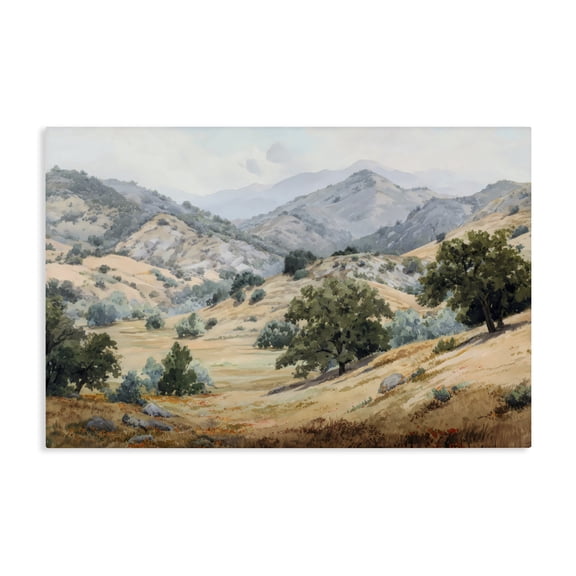 Stupell Industries Traditional Mountains and Trees Valley View Canvas Art, 24 x 16, by Petals Prints Design