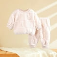 thumbnail image 4 of AherBiu Toddler Baby Girls Boys Fleece Sweatsuits Plush Fuzzy Crewneck Sweatshirt with Sweatpants Winter Clothes, 4 of 6
