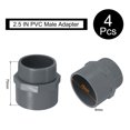 thumbnail image 2 of Adaptador de rosca macho de 2.5" Uxcell 4 piezas para conexión de tuberías, adaptadores de desagüe para conectar tuberías, gris, 2 of 6