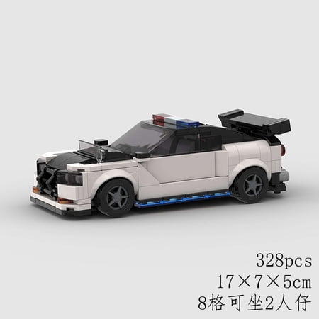 R34 GTR Police Car MOC Speed Champions Creative Super Race SWAT Vehicle Model Building Block Racing Brick City Technical Gift