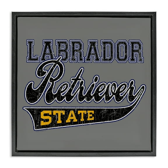 Stupell Industries Labrador Retriever State Novelty & Humor Painting Black Floater Framed Canvas Art Print Wall Art, 18 x 18