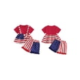thumbnail image 2 of BemeyourBBs Toddler Baby Girl 4th of July Outfit Baby Girls Patriot Independent Day Clothes Star Stripe Print Bowknot Short Sleeve Tunic Shirt Tops Elastic Waist Shorts Set Baby Girls Summer Outfit, 2 of 9