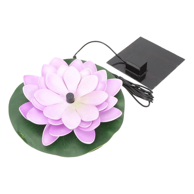 OULII 1Set Purple Solar Powered Water Lily Fountain for Garden Pond Outdoor Pool Decoration Durable ABS