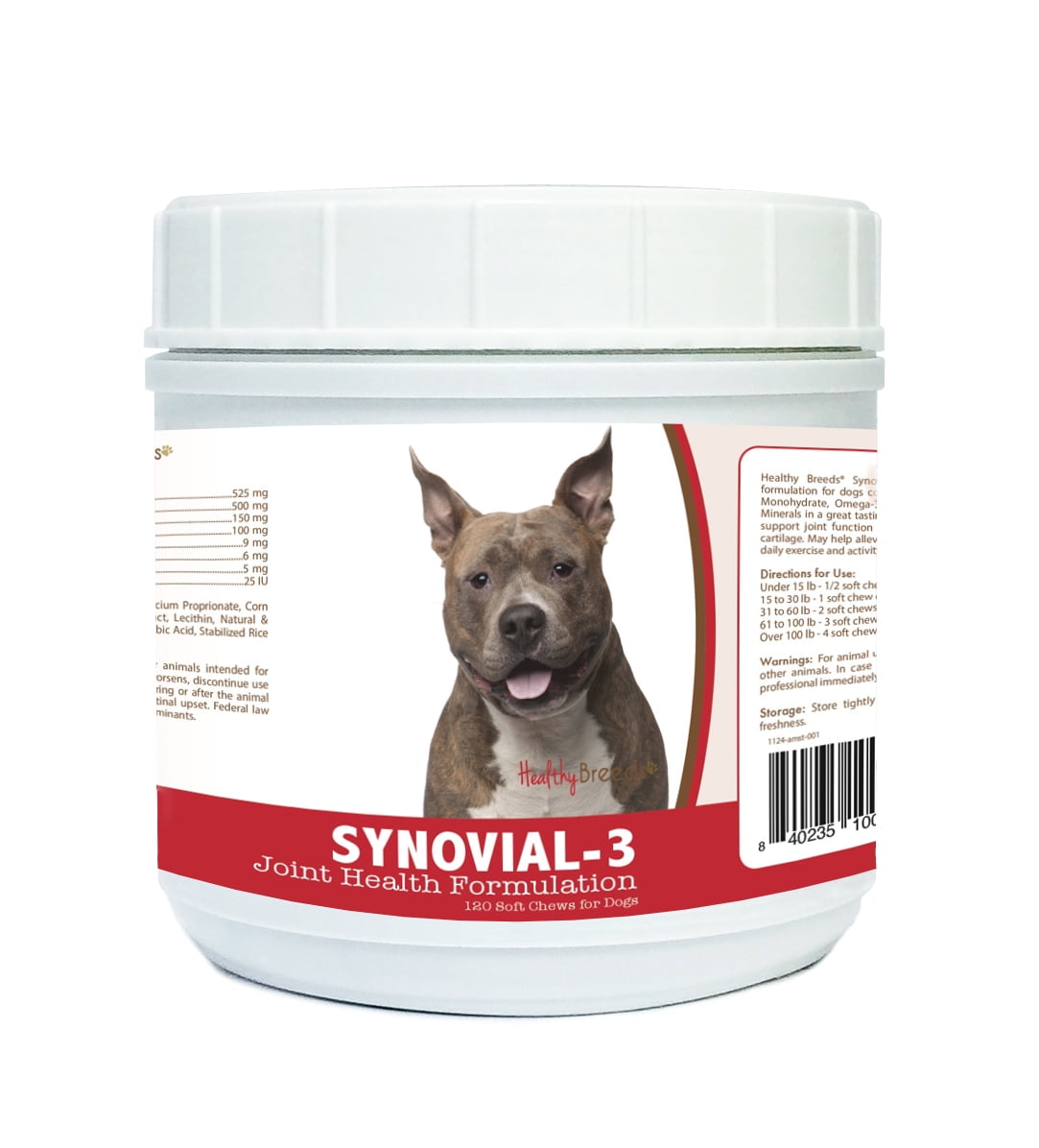 Healthy Breeds Synovial-3 Dog Hip and Joint Supplement for American Staffordshire Terrier, Glucosamine Omega 3 Vitamin C & E Support, 120 Soft Chew Treats Healthy Breeds Synovial-3 Dog Hip and Joint Supplement for American Staffordshire Terrier, Glucosamine Omega 3 Vitamin C & E Support, 120 Soft Chew Treats