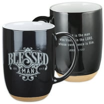 Christian Art Gifts Coffee Mug A Blessed Man Jeremiah 17:7 Scripture, 15oz, Black