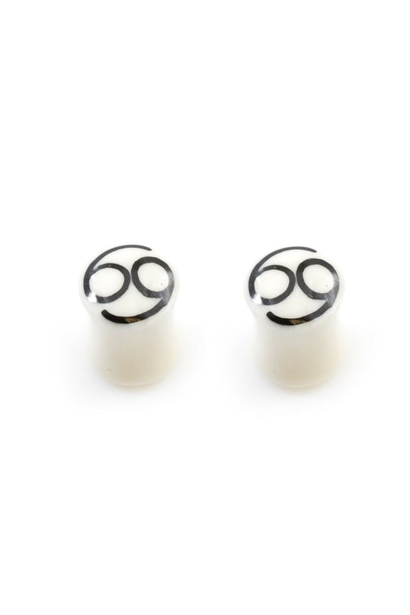 Pair of Ear Plugs made of Organic Horn Bone with 69 Number Design