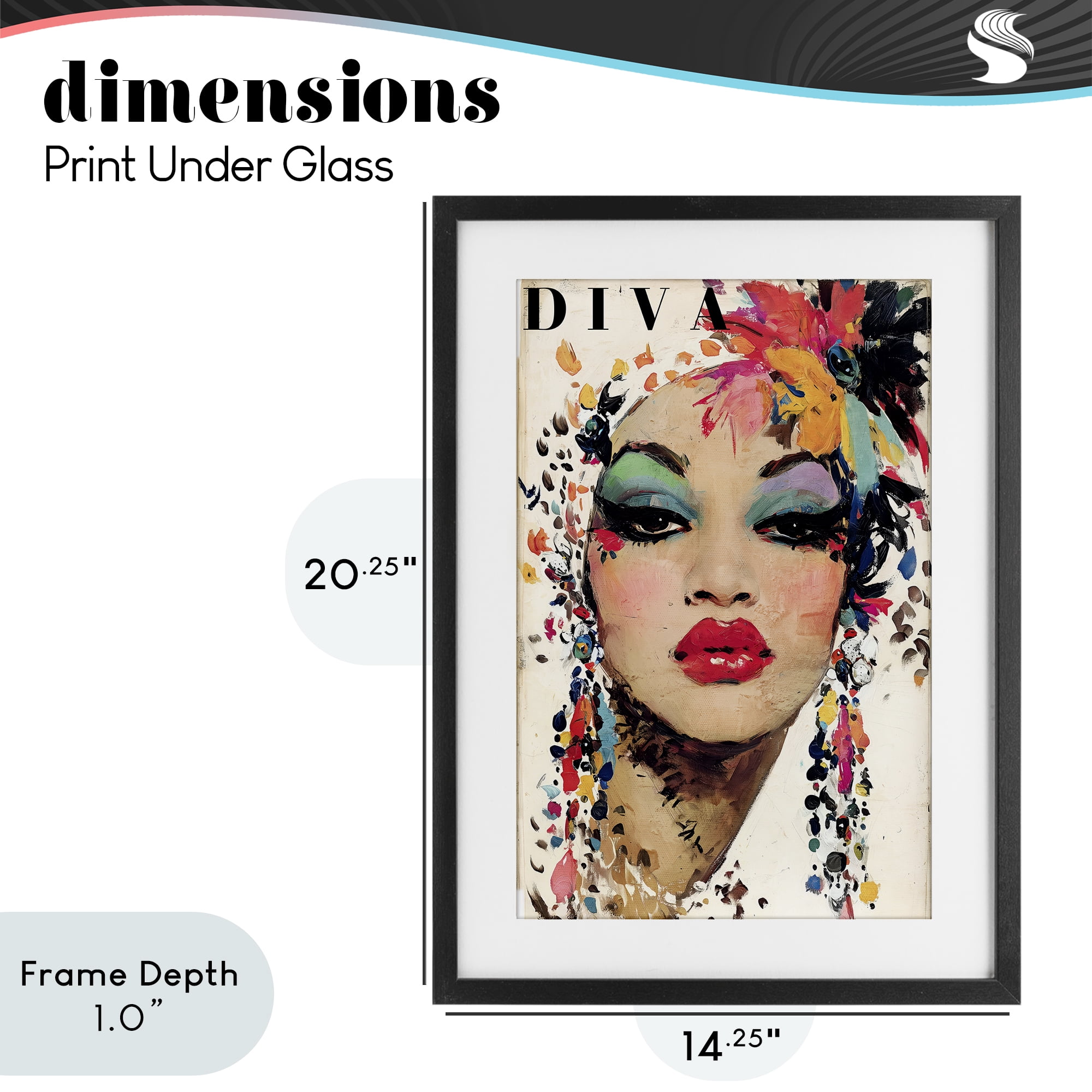 Stupell Industries Diva Fashion Portrait Black Framed Print Under Glass, design by Annabelle Hall