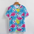 thumbnail image 3 of Flamingo Pattern T Shirts Basic T-Shirt Short Sleeve Ladies Tee Shirt Summer Graphic Clothing, 3 of 6