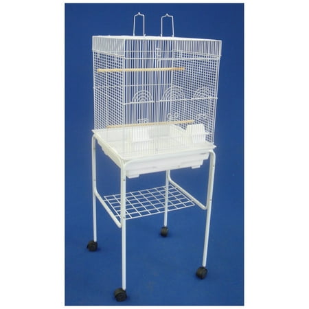 YML Group 5924WHT 5924 3/8" Bar Spacing Flat Top Small Bird Cage - 18"x18" In White