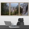 thumbnail image 2 of wall26 3 Panel Framed Canvas Wall Art - Landscape Waterfall on The Cliff in Mountains - Giclee Print Gallery Wrap Modern Home Art Ready to Hang - 24&quot;x36&quot;x3 NATURAL, 2 of 5