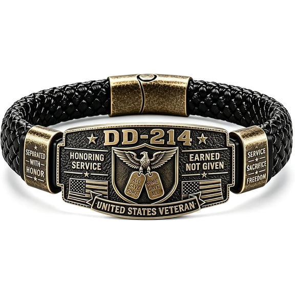 DD-214 Veteran Honor Bracelet Handmade by Veteran | Military Veteran Tribute Bracelet, Memorial Bracelet Military, Service and Sacrifice Memorial Wristband