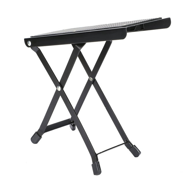 Taburete para reposapiés de guitarra, 4 posiciones, antidesglizantes, colonos, plegables, soporte de pedal de metal, color negro