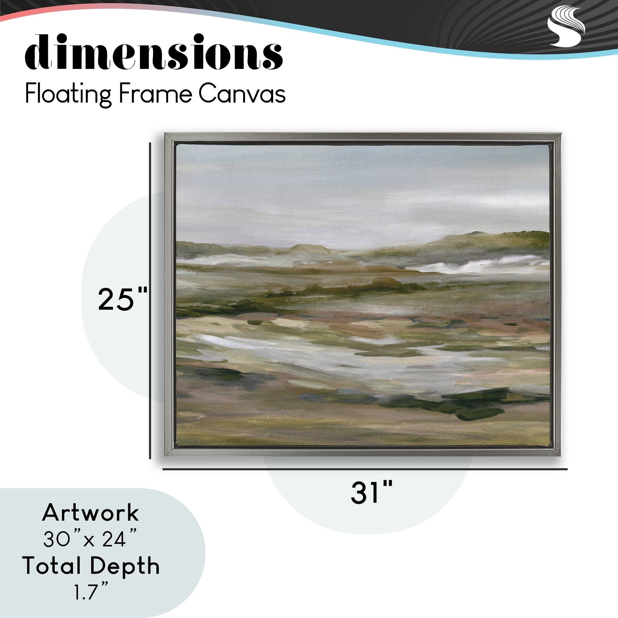 Stupell Industries Natural Meadow Abstract Horizon Gray Framed Floater Canvas Wall Art, design by Carol Robinson