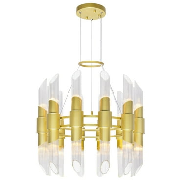 CWI Lighting Croissant 24 Light Contemporary Metal Chandelier in Satin Gold
