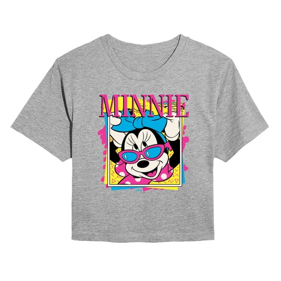 Disney - Minnie Retro - Juniors Cropped Short Sleeve Graphic T-Shirt
