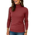 thumbnail image 5 of Women's Turtleneck Chunky Sweater Long Sleeve Casual Knit Pullover, Fall Winter Jumper Top Wine 2XL, 5 of 5