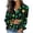 #0059-Green, variant on Pincandy Women's St. Patrick's Day Print Satin Button Down Collared Long Sleeve Shirt