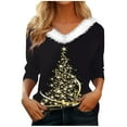 thumbnail image 2 of Lroveb Christmas Shirts for Women Holiday Tops Long Sleeve Faux V Neck T Shirt Xmas Tree Snowflakes Graphic Top Loose Blouse Graphic T Shirts, 2 of 5
