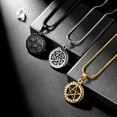 thumbnail image 4 of Jewmon Pentacle Pentagram Necklace for Men Unisex 316LL Stainless Steel Round Pendant Necklace Wicca Jewelry Gold, 4 of 9