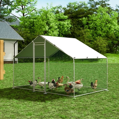 TOETOL Extra Large Metal Chicken Coop Walkin Hen Run House Cage