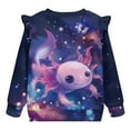 thumbnail image 2 of Uorisanigo Toddler Girl Crewneck Sweatshirt Kids Ruffle Sleeve Galaxy Salamander Sweatshirts Long Sleeve Shirts for Kids Fall Fashion Pullover Tops Size 3-4, 2 of 7