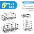 thumbnail image 2 of Shower Caddy 5 Pack, Adhesive Shower Organizer for Bathroom & Kitchen, No Drilling, Large Capacity, Rustproof SUS304 Stainless Steel Bathroom Organizer, Bathroom Accessories, Silver, 2 of 7
