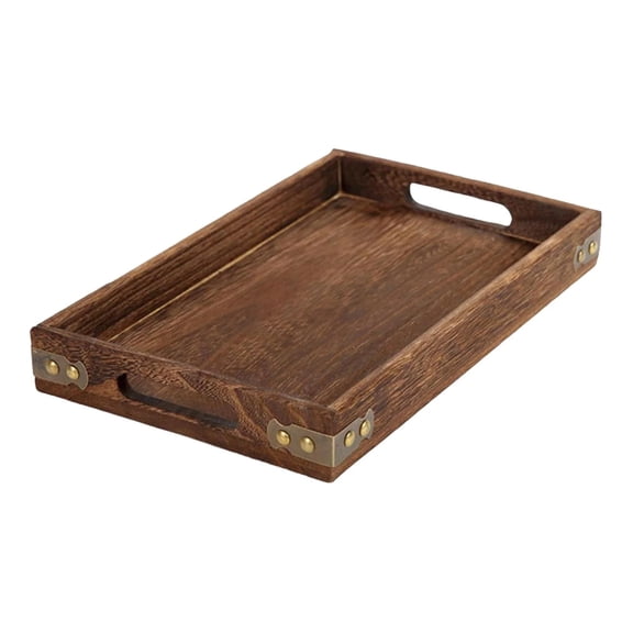Rustic Wooden Serving Trays Serving Tray Wood Serving Tray with Handles Rectangular Wooden Breakfast Tray Ottoman Tray Multipurpose Trays for Breakfast, Coffee Table