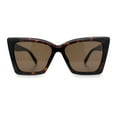 thumbnail image 4 of Womens Oversized Square Rectangular Plastic Retro Gothic Sunglasses Tortoise - Brown, 4 of 8