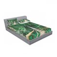 thumbnail image 3 of Ambesonne Tropical Fitted Sheet & Pillow Sham Set, River Bridge of Forest, Twinxl, Beige and Green, 3 of 3
