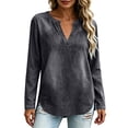 thumbnail image 4 of Womens Denim Shirt Long Sleeve Button Down Shirt Casual Jean Shirt Jacket Vintage Denim Blouses Tops with Pockets Dark Gray XXL, 4 of 7