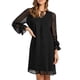 thumbnail image 1 of Vestido De Manga Larga Con Volantes, Cuello En V, Vestido Recto Con Vuelo, Corte Holgado, Recto, Elegante Para Ir De Compras. ANGGREK  No, 1 of 6