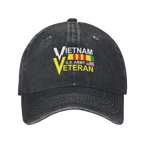 Army Vietnam Veteran Baseball Cap Washed Denim Adjustable Fashion Caps for Men Women Classic Casquette Hat