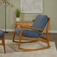 thumbnail image 2 of Grain Wood Furniture Solid Wood Mid Century Rocking Chair with Indigo Blue Cushions, 2 of 6