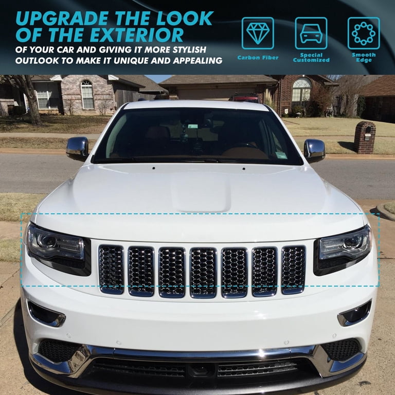 Carbon Fiber Style Headlight Eyelid Covers For Jeep Grand Cherokee 2014-2016