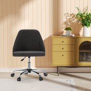 MCQ Stylish Twill Upholstered Lounge Office Desk Chair, Height-Adjustable Chair, Dark Grey