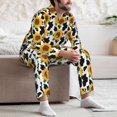 thumbnail image 7 of Salouo Cute Cow Print Sunflower B Print Button-Front Long Sleeve Pajama Set for Men, Soft 2Pjs Men's Long Sleeve Sleepwear-XX-Large, 7 of 7