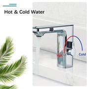 Chrome Bathroom Sink Faucet Smart Sensor 1 Hole LED Temp Display Lavatory Vanity Mixer Taps Touchless Bathroom Faucet