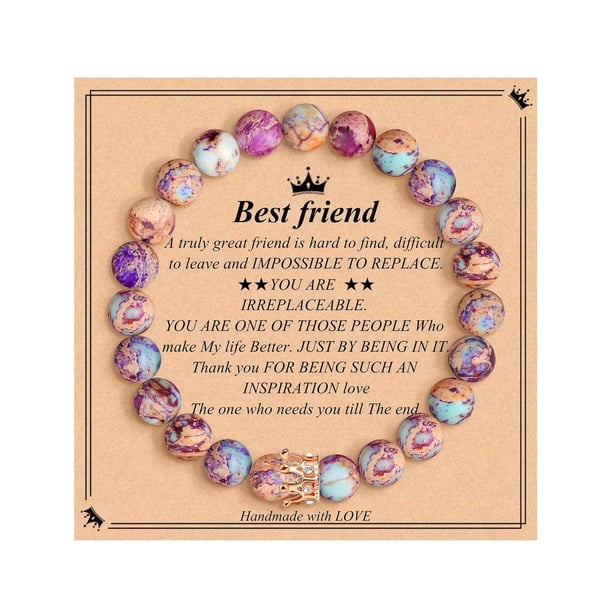 Pulsera Colgante de Amor para Mujer Niña – Cuentas de Piedra Natural | Joyas calmantes para aliviar el estrés | Ajustable 21cm | Tarjeta de regalo Compass | Aniversario Cumpleaños Día de San