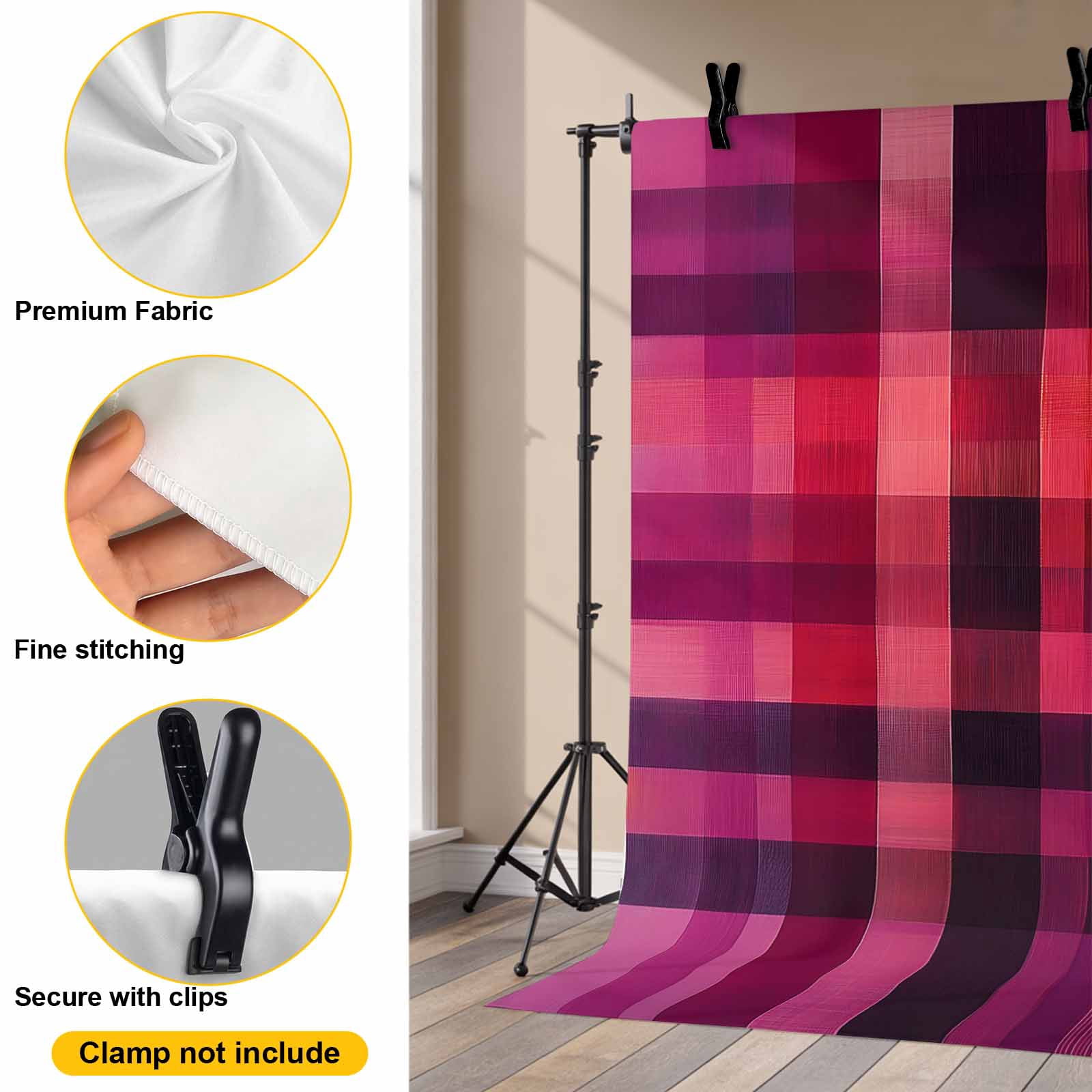 Red Purple Backdrop for Photography,Fabric Photo Background Backdrop,Modern Striped Plaid Abstract Oil Painted Photo Booth Background for Portrait Photoshoot Video Wedding Decoration Banner 7x5ft
