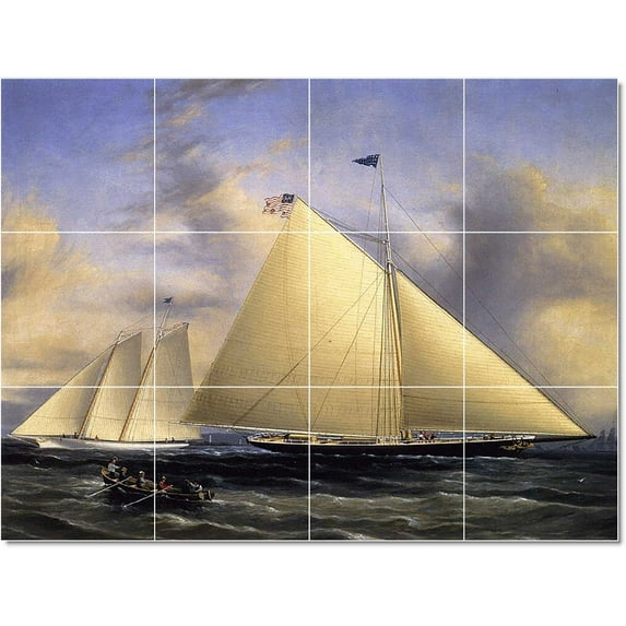 Ceramic Tile Mural-James Buttersworth Ship Boat Painting 136. 48" w x 36" h using (12) 12 x 12 ceramic tiles